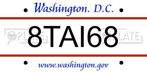 8TAI68 District Of Columbia License Plate