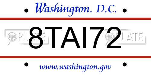 8TAI72 District Of Columbia License Plate