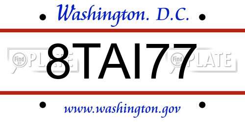 8TAI77 District Of Columbia License Plate