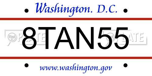8TAN55 District Of Columbia License Plate