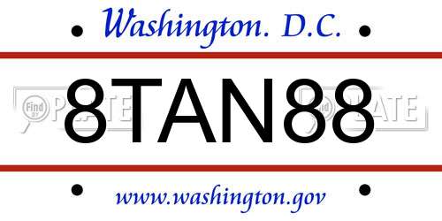8TAN88 District Of Columbia License Plate