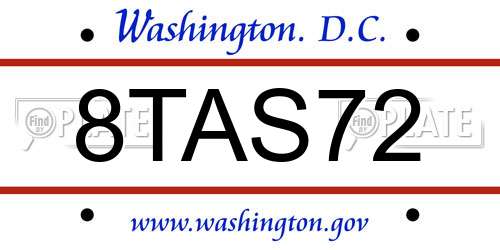 8TAS72 District Of Columbia License Plate