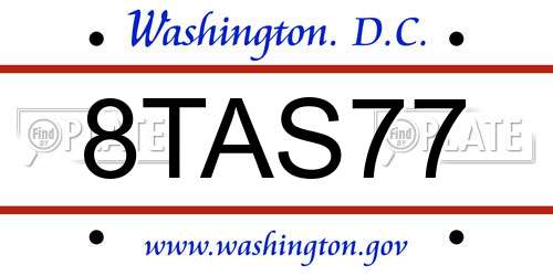 8TAS77 District Of Columbia License Plate