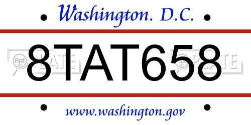 8TAT658 District Of Columbia License Plate