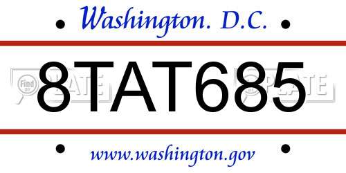 8TAT685 District Of Columbia License Plate