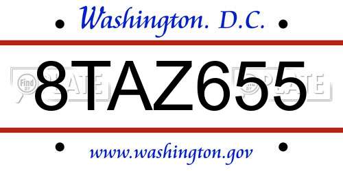 8TAZ655 District Of Columbia License Plate