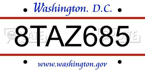 8TAZ685 District Of Columbia License Plate