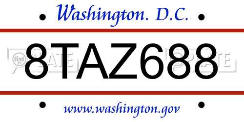 8TAZ688 District Of Columbia License Plate