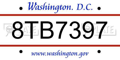 8TB7397 District Of Columbia License Plate