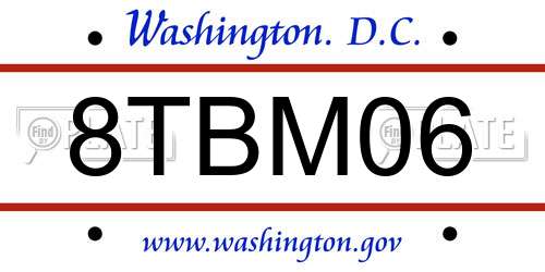 8TBM06 District Of Columbia License Plate