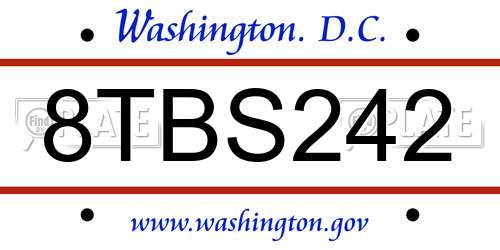 8TBS242 District Of Columbia License Plate