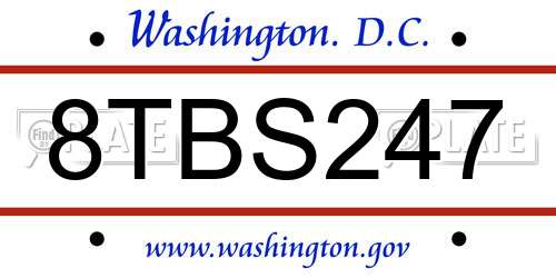 8TBS247 District Of Columbia License Plate