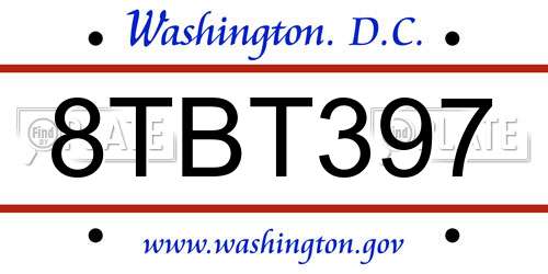8TBT397 District Of Columbia License Plate