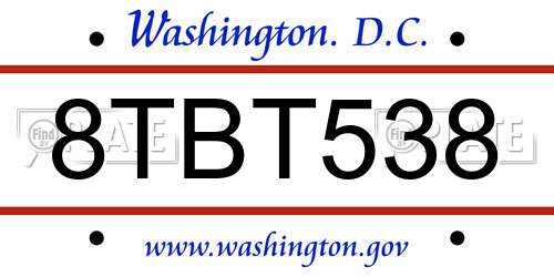 8TBT538 District Of Columbia License Plate