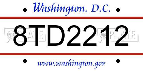 8TD2212 District Of Columbia License Plate