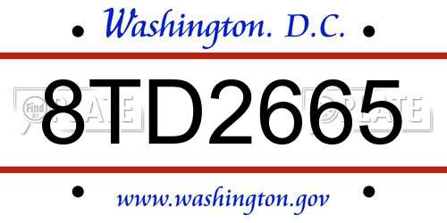 8TD2665 District Of Columbia License Plate