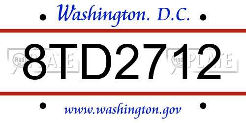 8TD2712 District Of Columbia License Plate