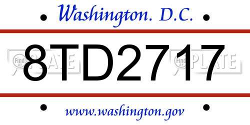 8TD2717 District Of Columbia License Plate