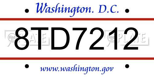 8TD7212 District Of Columbia License Plate