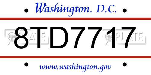 8TD7717 District Of Columbia License Plate
