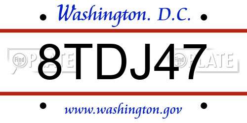 8TDJ47 District Of Columbia License Plate