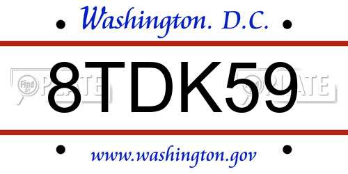 8TDK59 District Of Columbia License Plate