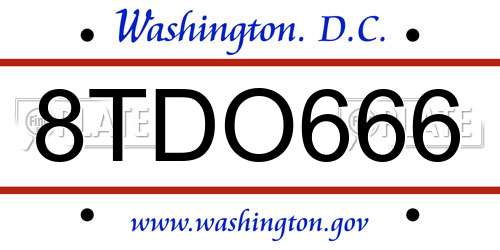 8TDO666 District Of Columbia License Plate