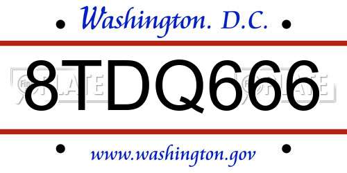 8TDQ666 District Of Columbia License Plate