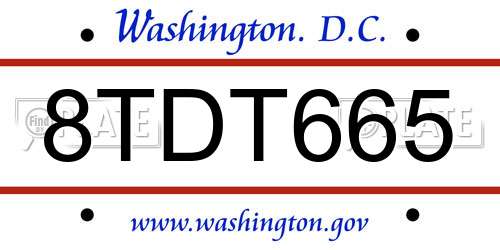 8TDT665 District Of Columbia License Plate