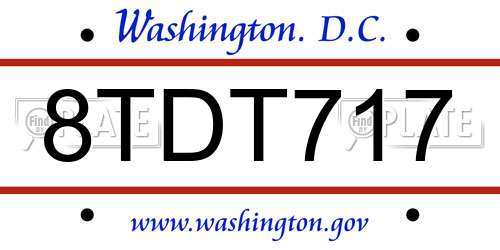 8TDT717 District Of Columbia License Plate