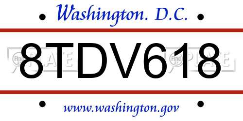 8TDV618 District Of Columbia License Plate