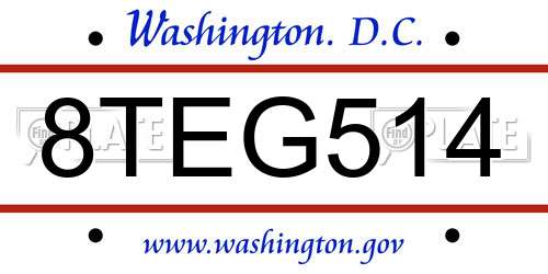 8TEG514 District Of Columbia License Plate