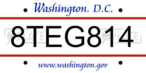 8TEG814 District Of Columbia License Plate