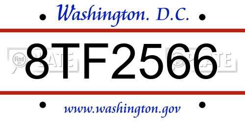 8TF2566 District Of Columbia License Plate