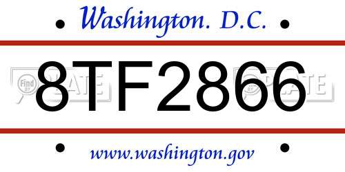 8TF2866 District Of Columbia License Plate