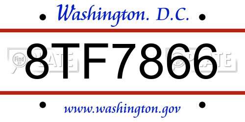 8TF7866 District Of Columbia License Plate