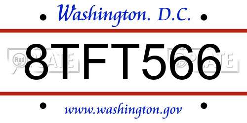 8TFT566 District Of Columbia License Plate