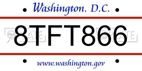 8TFT866 District Of Columbia License Plate