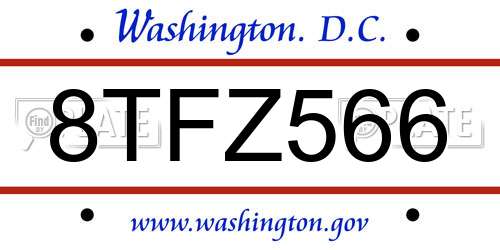 8TFZ566 District Of Columbia License Plate