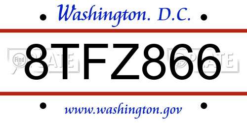 8TFZ866 District Of Columbia License Plate
