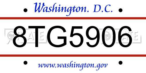 8TG5906 District Of Columbia License Plate