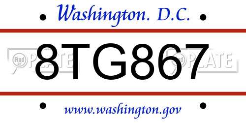 8TG867 District Of Columbia License Plate