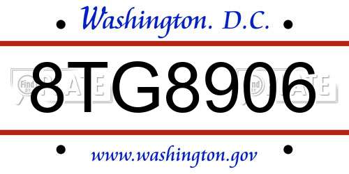 8TG8906 District Of Columbia License Plate