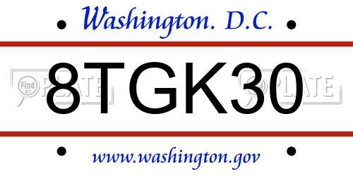 8TGK30 District Of Columbia License Plate