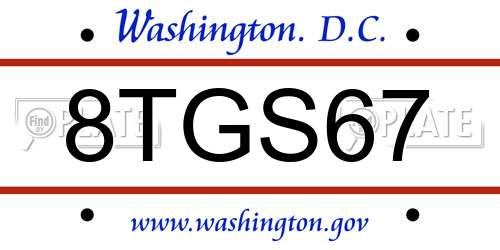 8TGS67 District Of Columbia License Plate