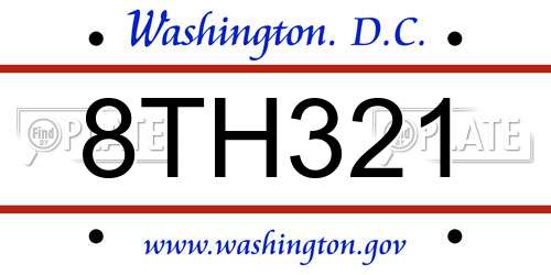 8TH321 District Of Columbia License Plate