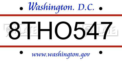 8THO547 District Of Columbia License Plate