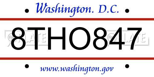 8THO847 District Of Columbia License Plate