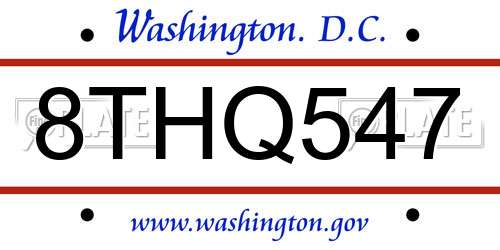 8THQ547 District Of Columbia License Plate