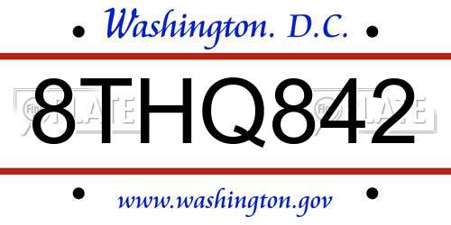 8THQ842 District Of Columbia License Plate